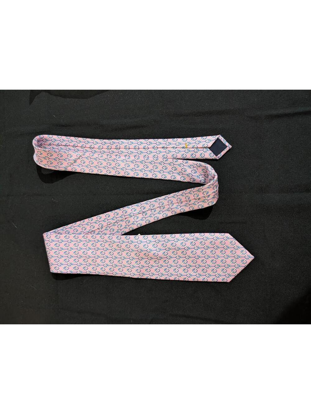 J. McLaughlin Pink and Blue Patterned Silk Tie